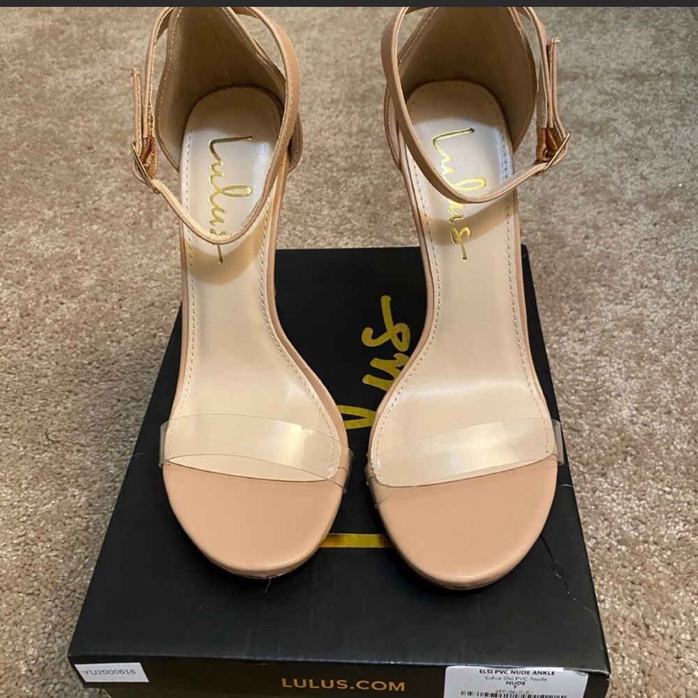 Lulu’s new size 7 clear nude strap Elsi heels